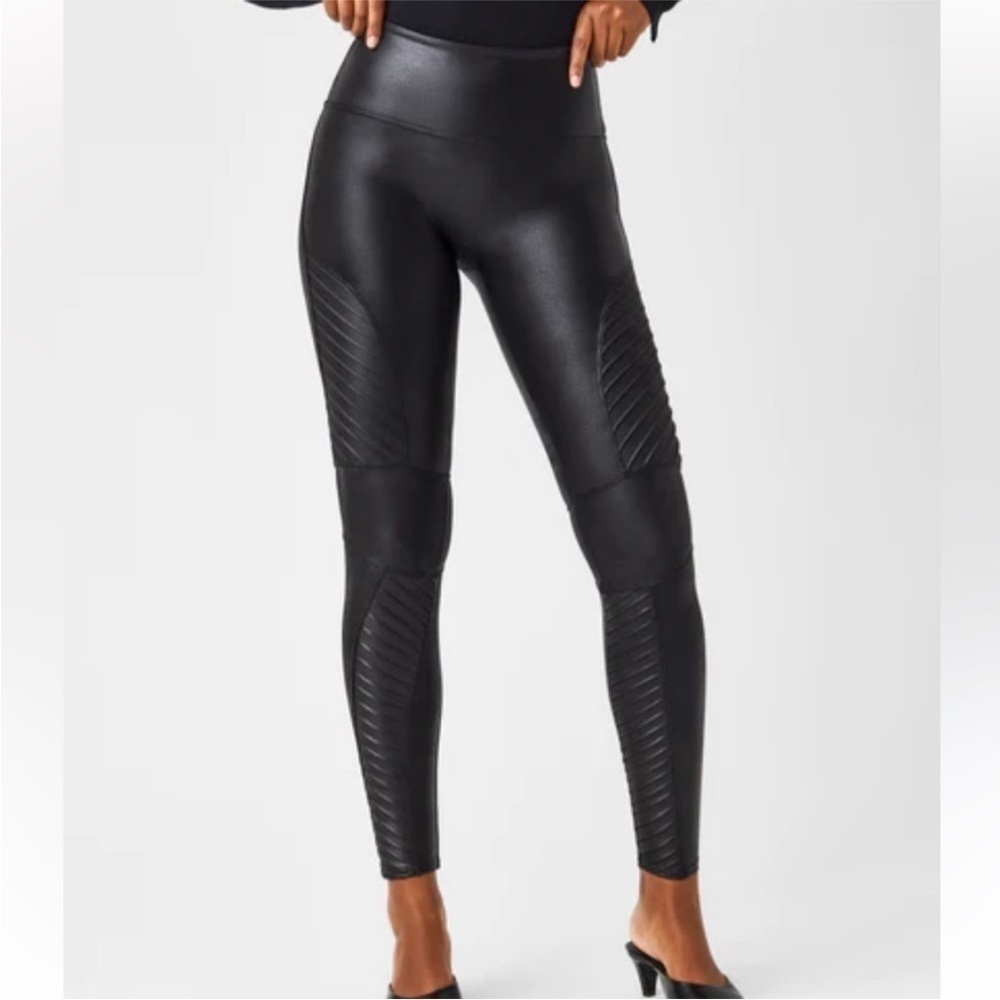 Spanx Faux Leather Moto Leggings - S